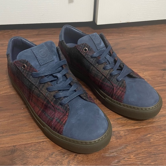 💖 GREATS Brooklyn The Royale Blue/Red Plaid Suede & Wool Sneakers - Picture 3 of 9
